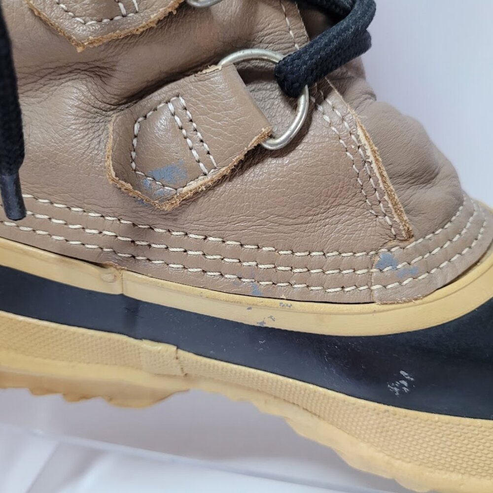 SOREL Wool Lined "Manitou" Womens Size 6 Boots Brown/Black/Yellow Vintage Rare - Picture 12 of 13